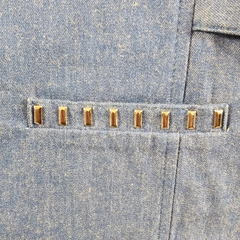 Spencer Creations Tucson Blue Denim Studded Western Vest Small Made in USA VTG